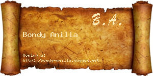 Bondy Anilla névjegykártya